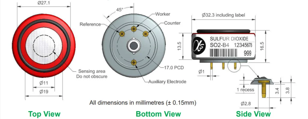 SO2-B4 Alphasense газовый сенсор Диоксида серы SO2