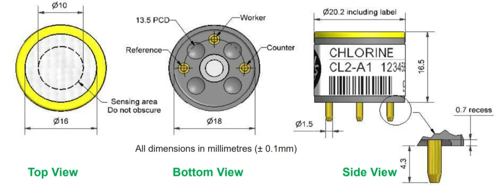 Сенсор Хлора CL2-A1 Alphasense
