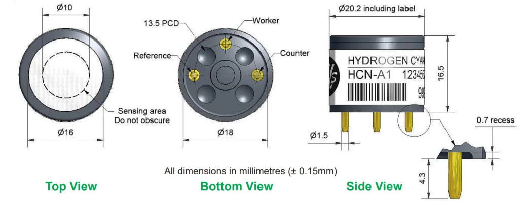 HCN-A1 Alphasense сенсор Синильная кислота HCN