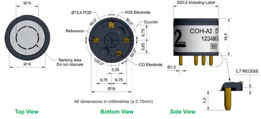 COH-A2 Alphasense Сенсор Угарного газа CO (оксид углерода)