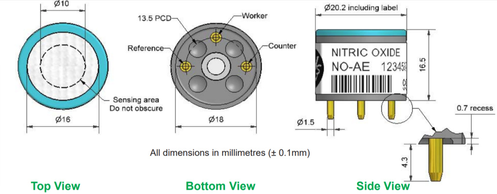 NO-AE Alphasense сенсор Оксида азота NO