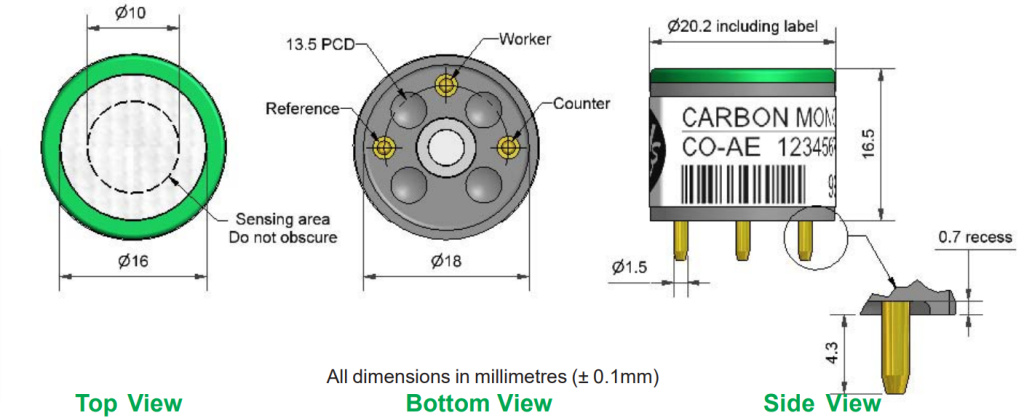 Сенсор Угарного газа CO-AE Alphasense