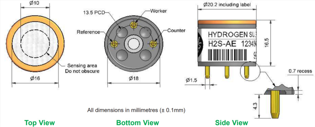 H2S-AE Alphasense сенсор Сероводорода H2S