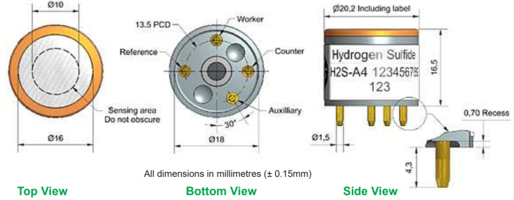 H2S-A4 Alphasense сенсор Сероводорода H2S H2S-A4 Alphasense сенсор Сероводорода H2S