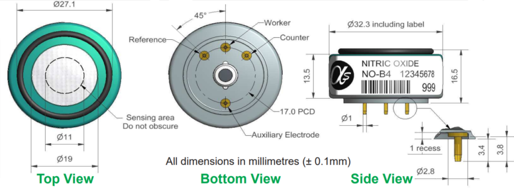 NO-B4 Alphasense сенсор Оксида азота NO