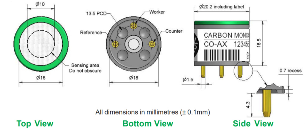 Сенсор Угарного газа CO-AX Alphasense
