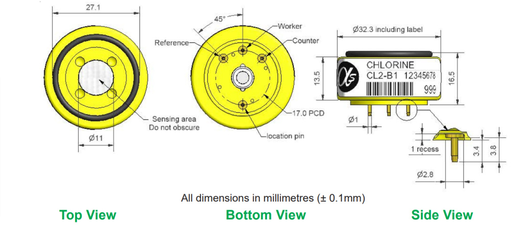CL2-B1 Alphasense Сенсор Хлора CL2 CL2-B1 Alphasense Сенсор Хлора CL2