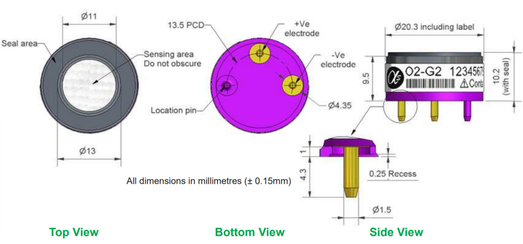O2-G2 Alphasense сенсор Кислород O2