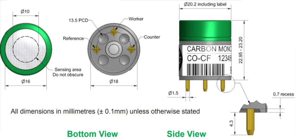 Сенсор Угарного газа CO-CF Alphasense
