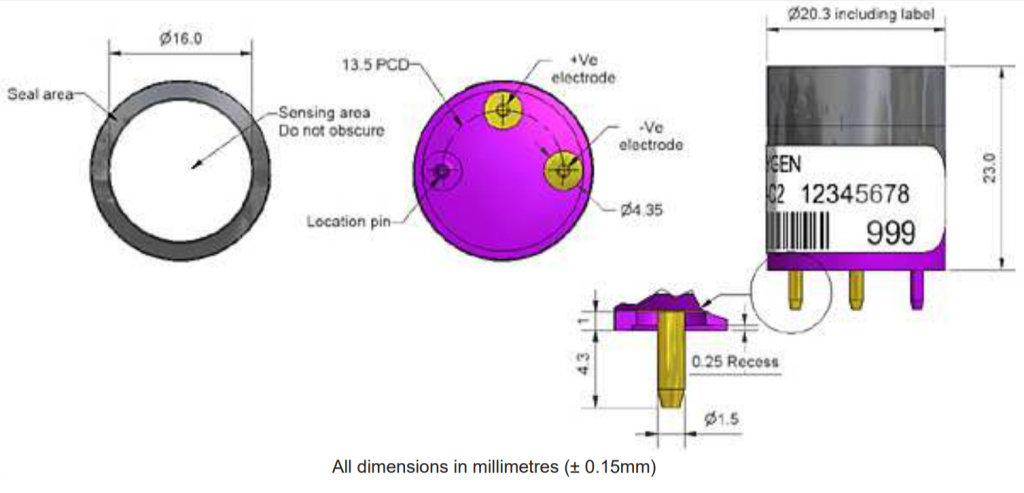 O2-C2 Alphasense сенсор Кислорода O2