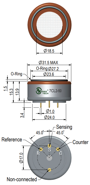 7CL2-50 Semeatech сенсор газа Хлора CL2 815.png