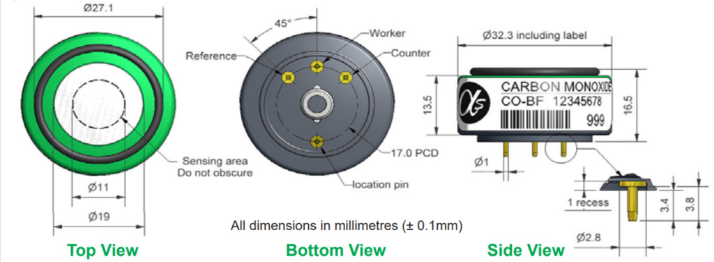 Сенсор Угарного газа CO-BF Alphasense