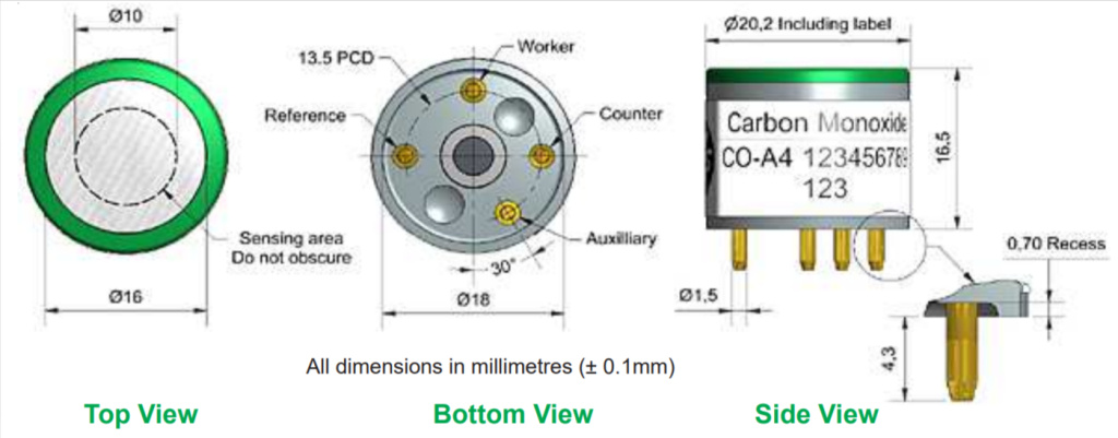 Сенсор Угарный газ CO-A4 Alphasense